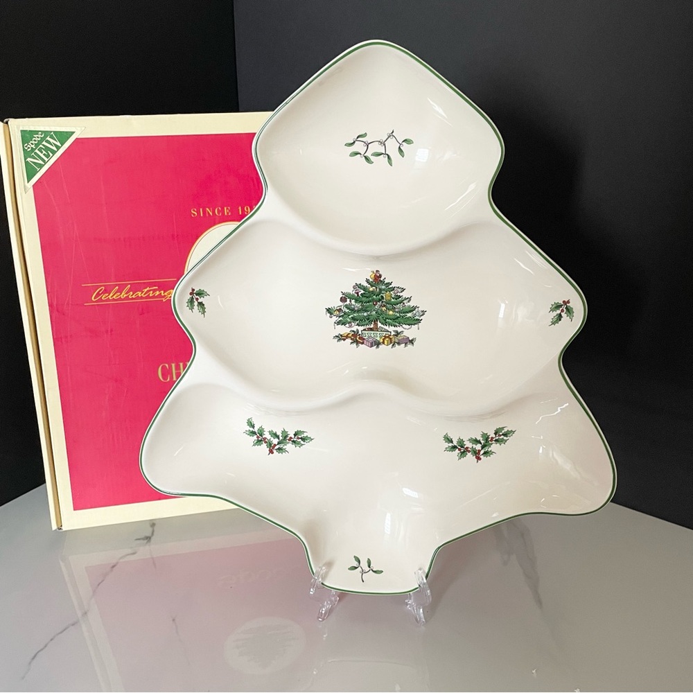 NEW! Christmas Tree Divided Serving Dish by Spode